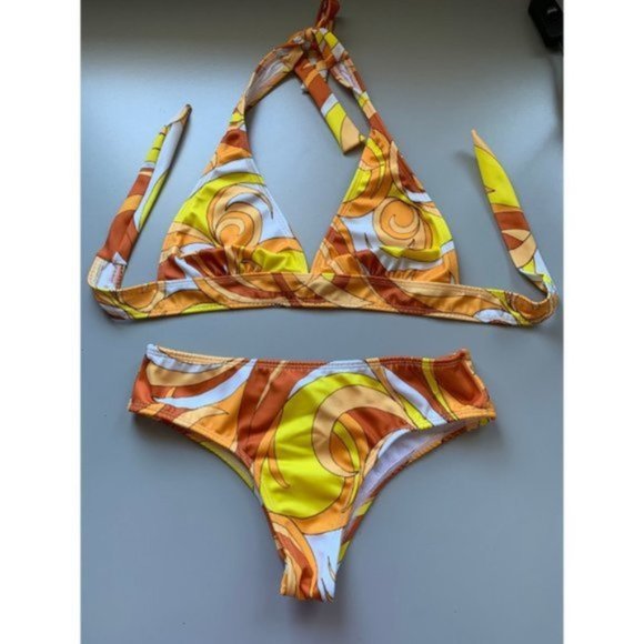 Other - Graphic Print Halter Tie Back Bikini